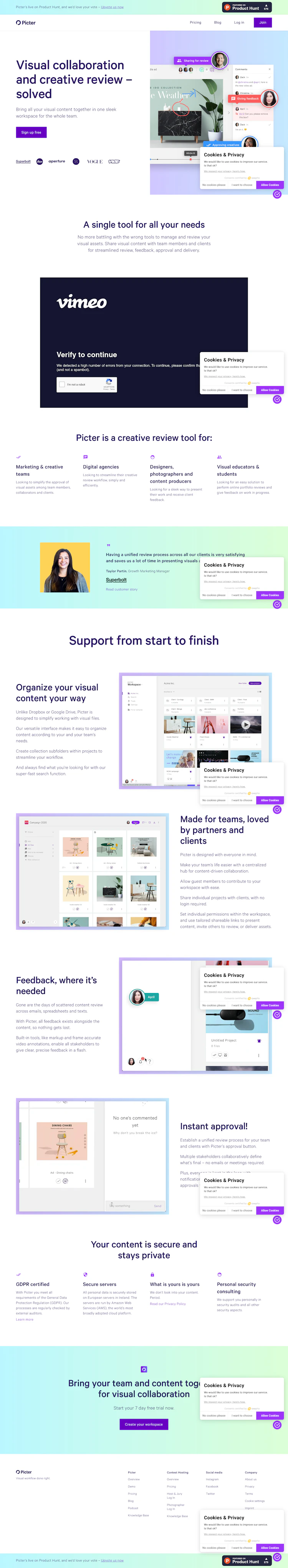 Picter Landing Page screenshot