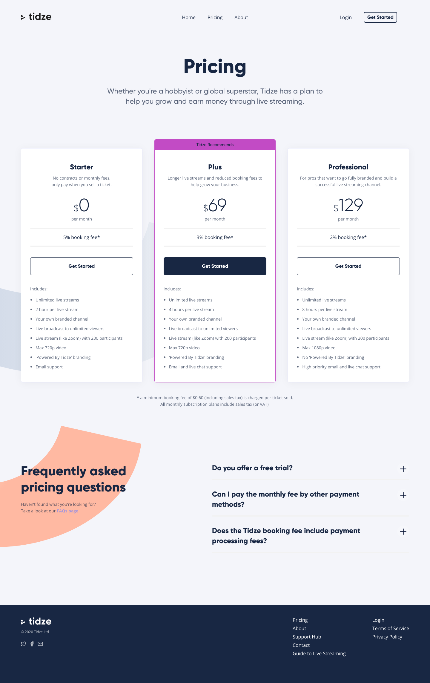 Tidze Pricing screenshot