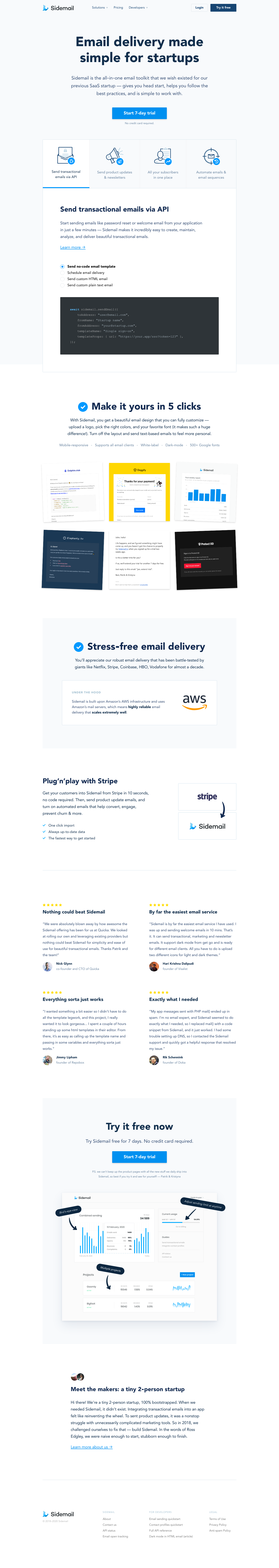 Sidemail Landing Page screenshot