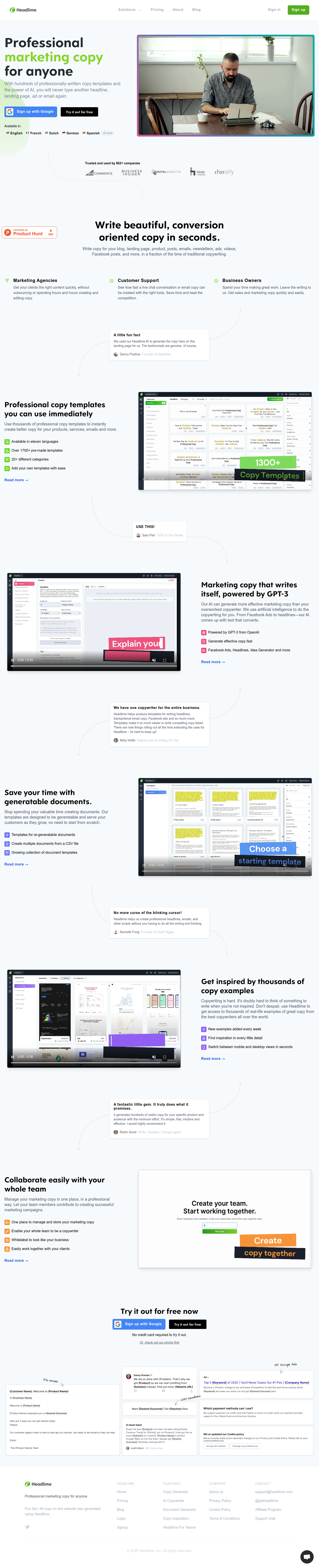 Headlime Landing Page screenshot
