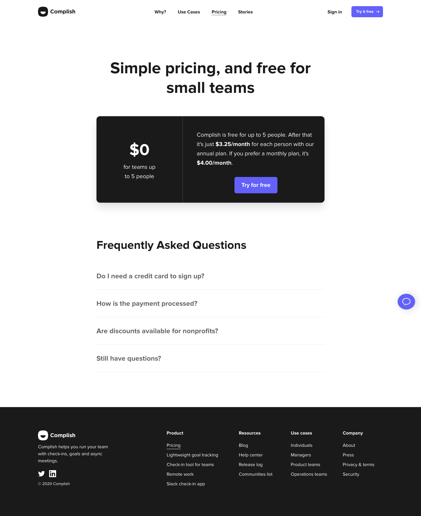 Complish Pricing screenshot