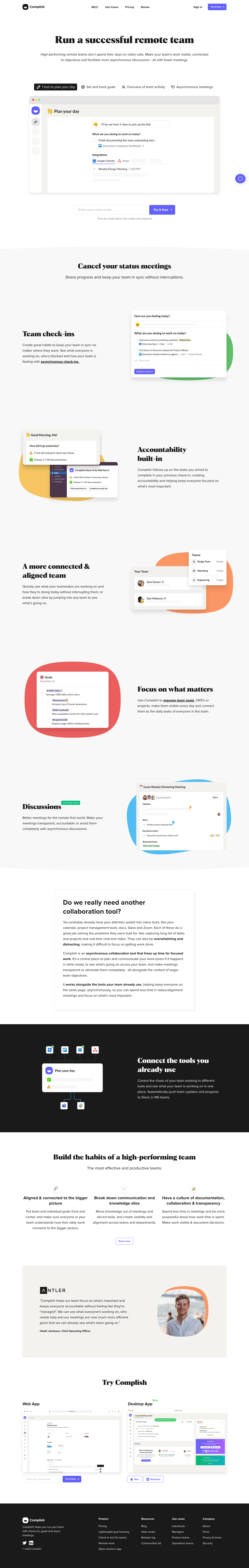 Complish Landing Page screenshot