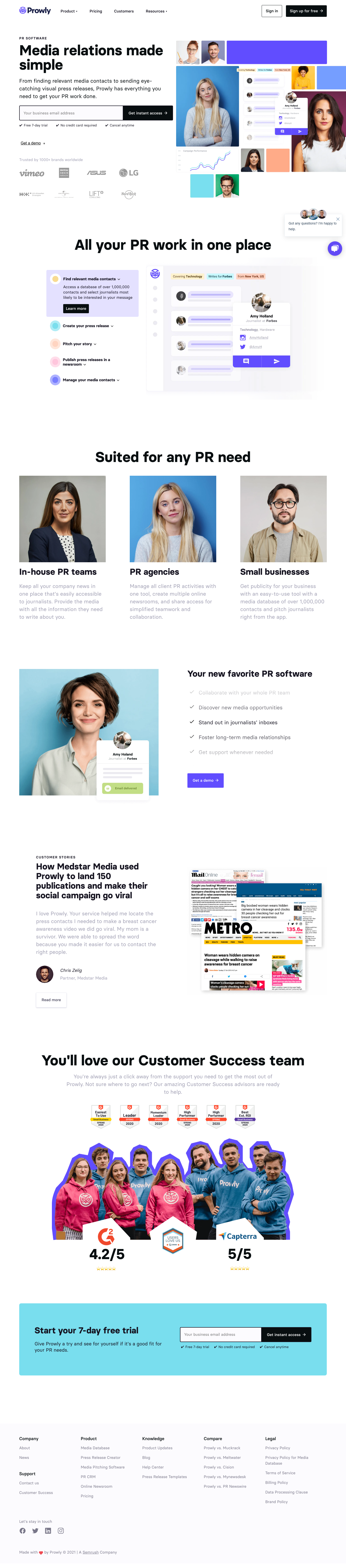 Prowly Landing Page screenshot