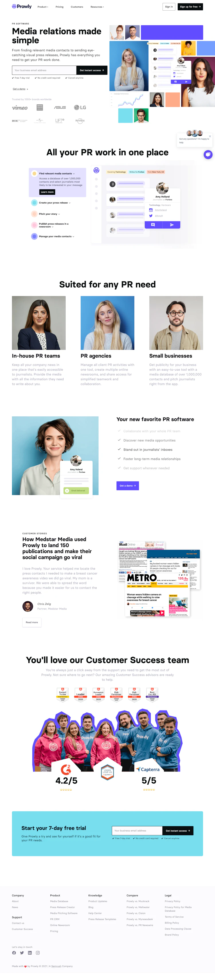 Prowly Landing Page screenshot