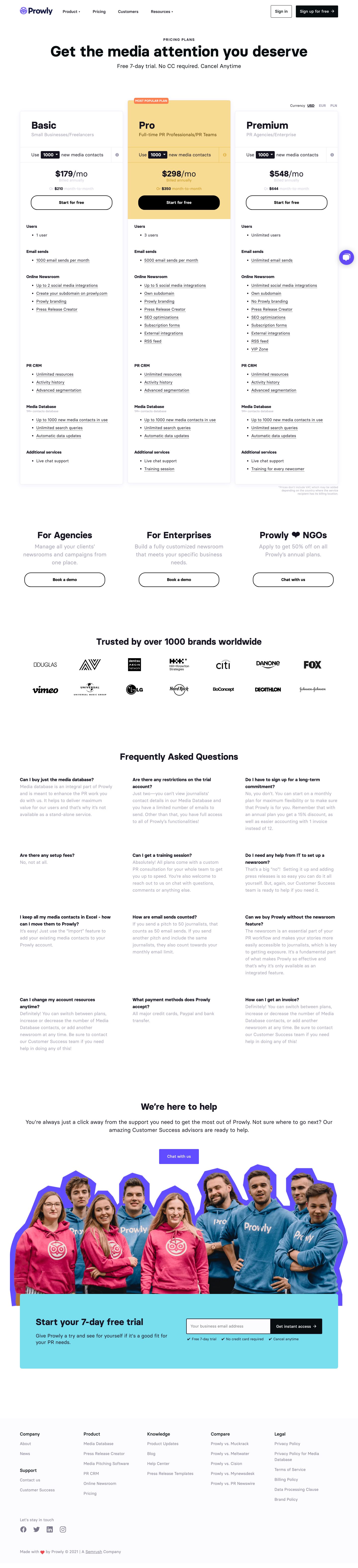 Prowly Pricing screenshot