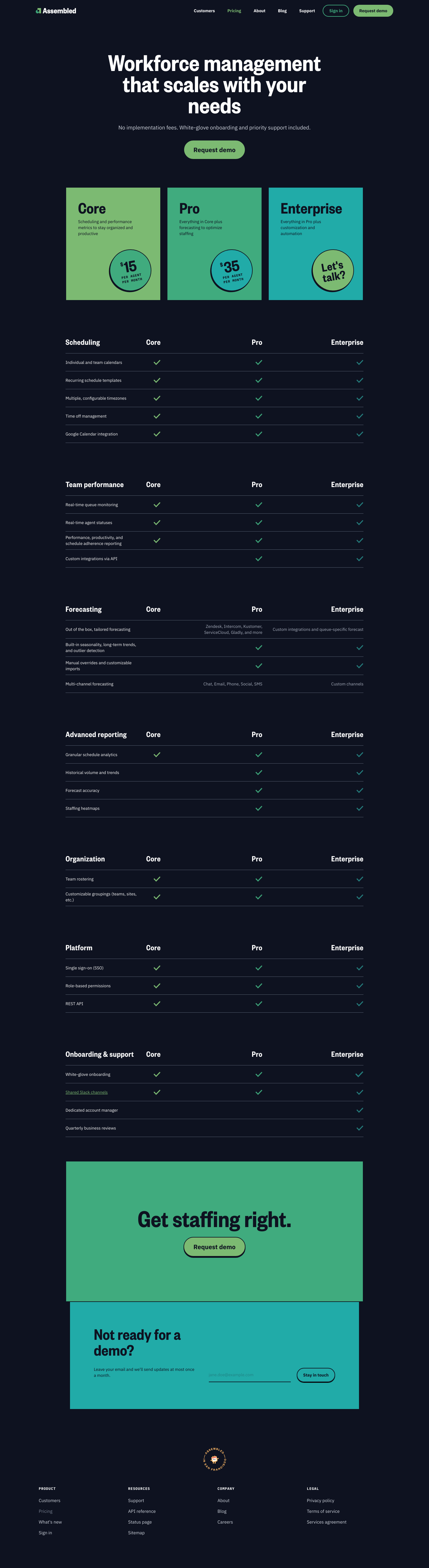 Assembled Pricing screenshot