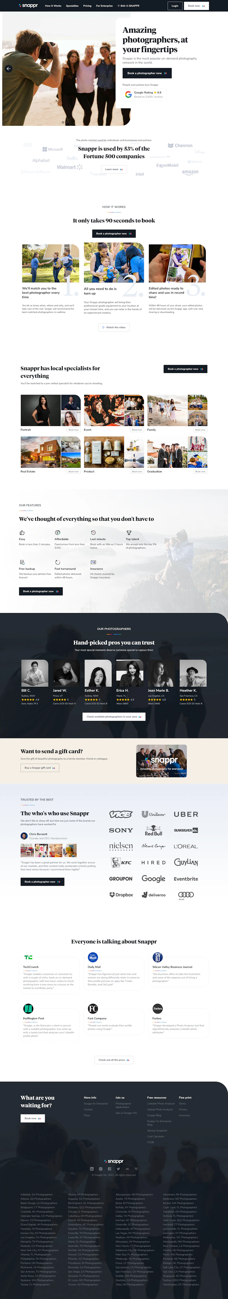 Snappr Landing Page screenshot