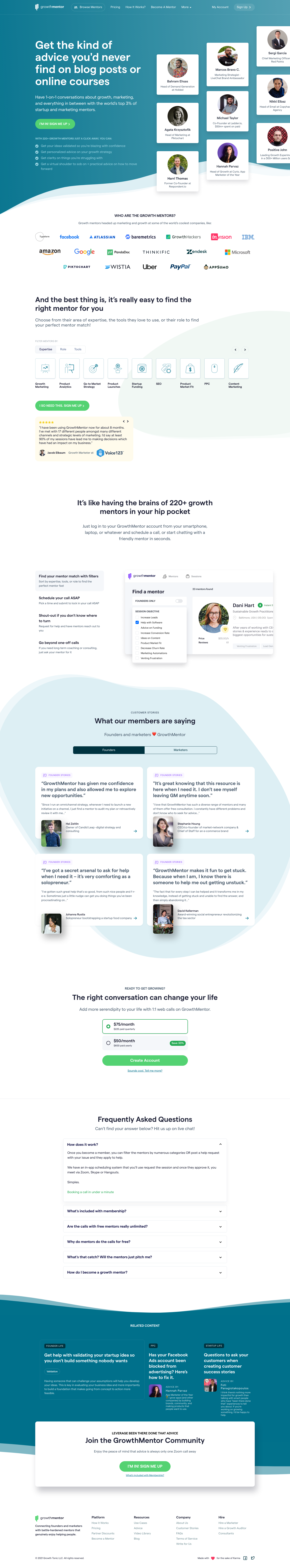 Growthmentor Landing Page screenshot