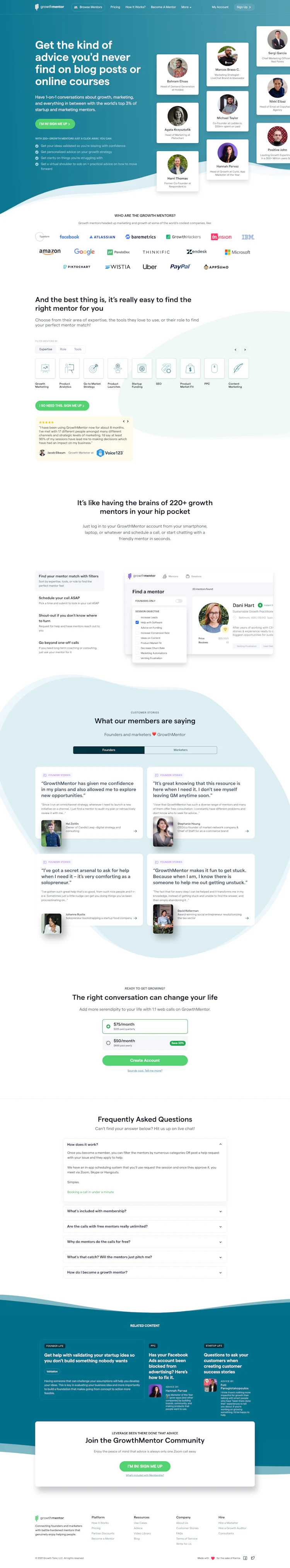Growthmentor Landing Page screenshot