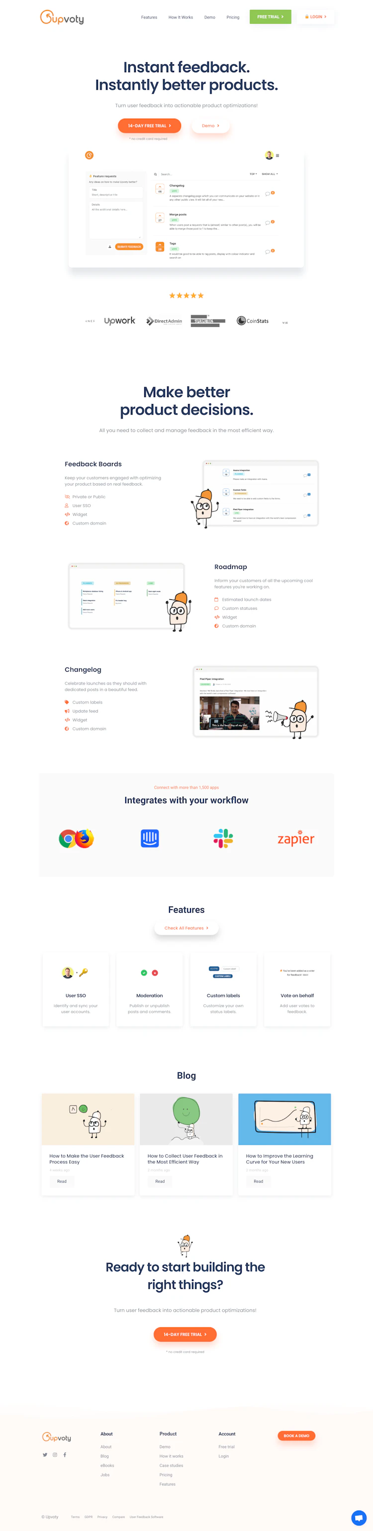 Upvoty Landing Page screenshot