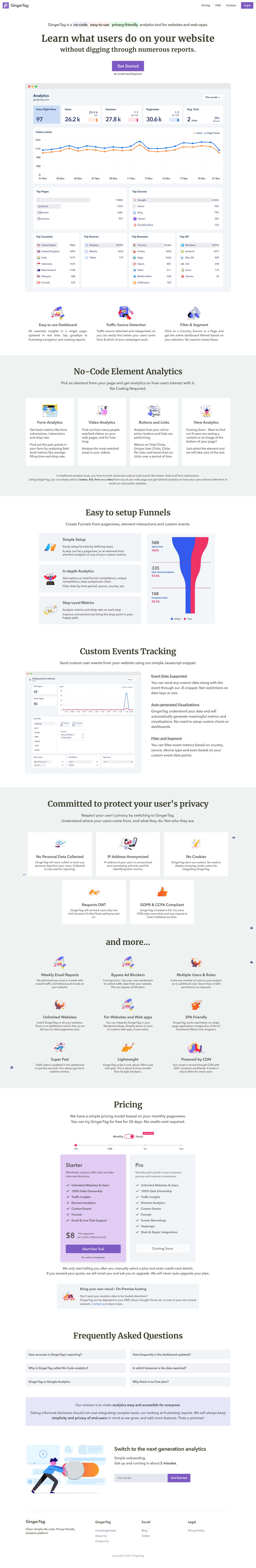 Gingertag Landing Page screenshot