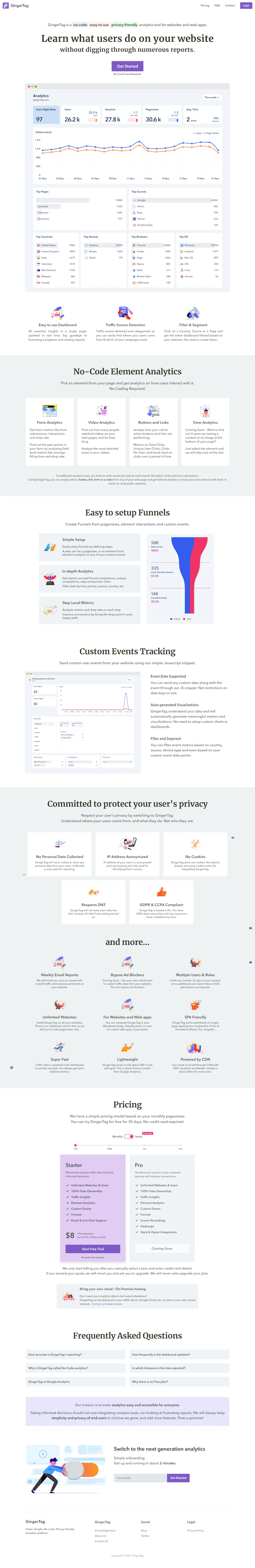 Gingertag Landing Page screenshot