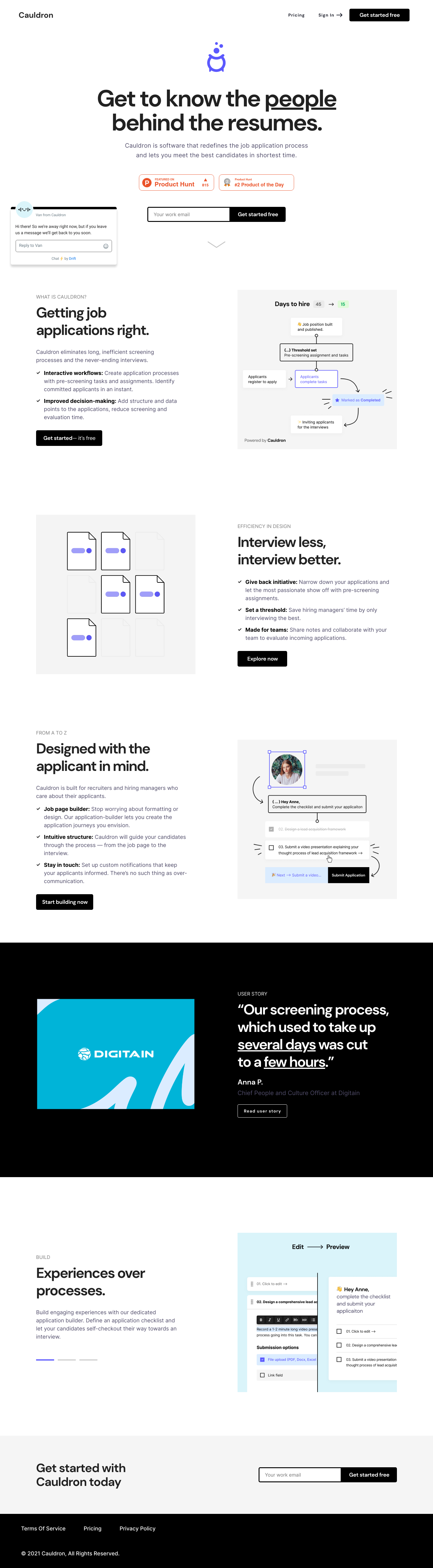 New.cauldron Landing Page screenshot