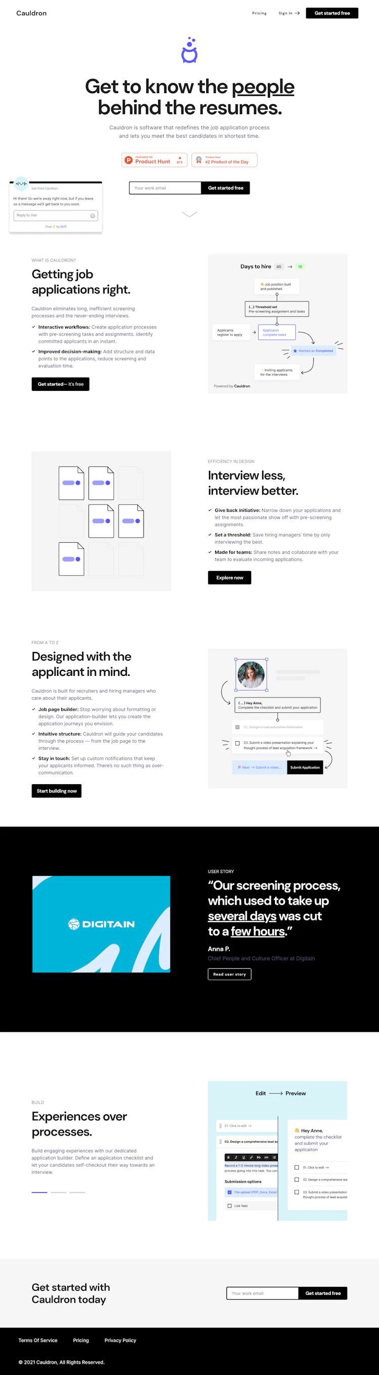 New.cauldron Landing Page screenshot