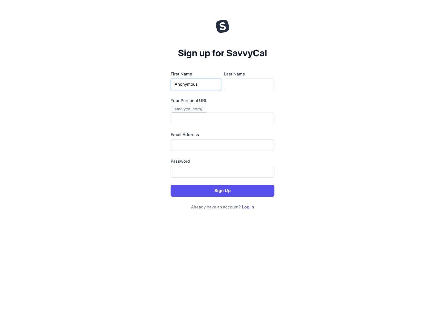 Savvycal Signup screenshot
