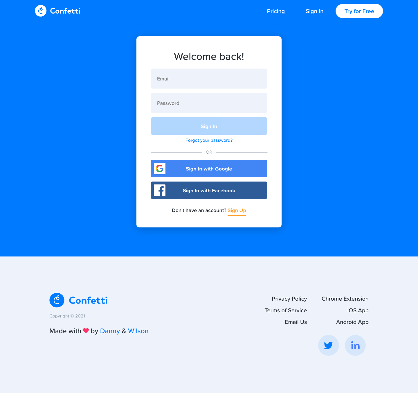 Confettihabits Login screenshot