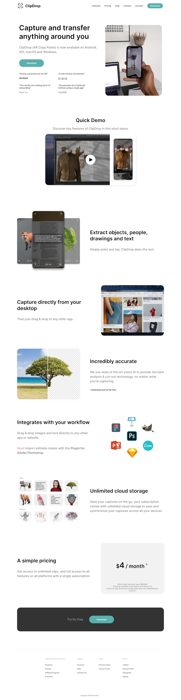 Clipdrop Landing Page screenshot