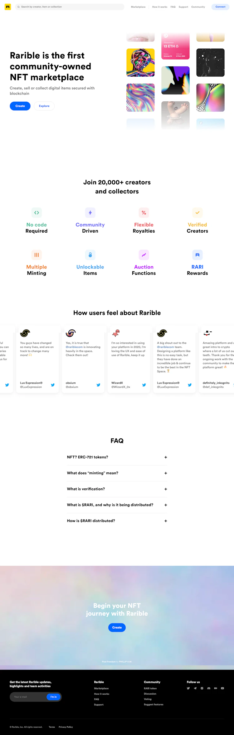 Rarible Landing Page screenshot