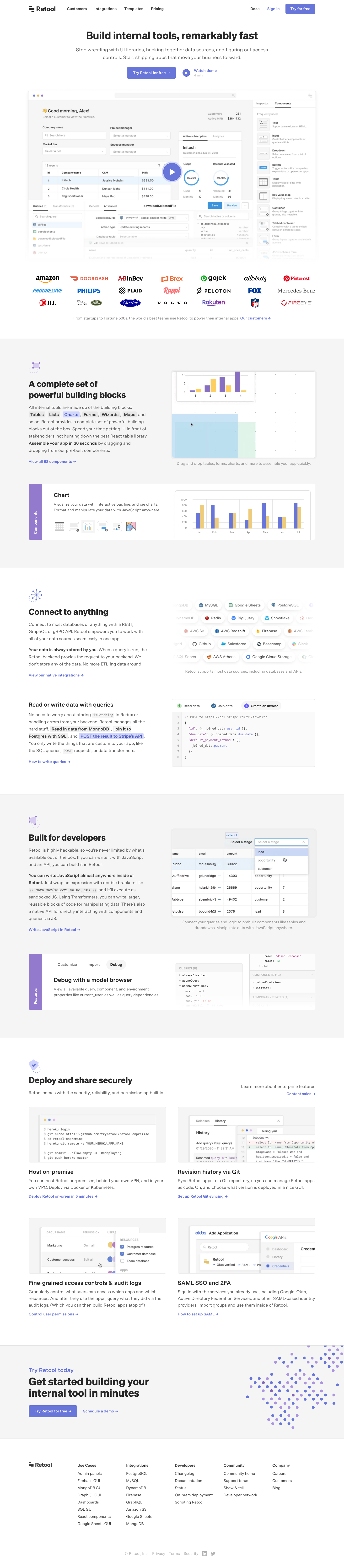 Retool Landing Page screenshot