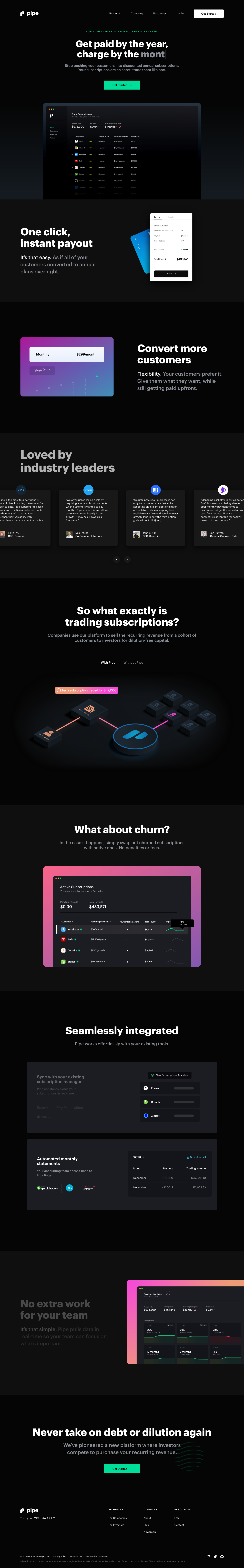 Pipe Landing Page screenshot