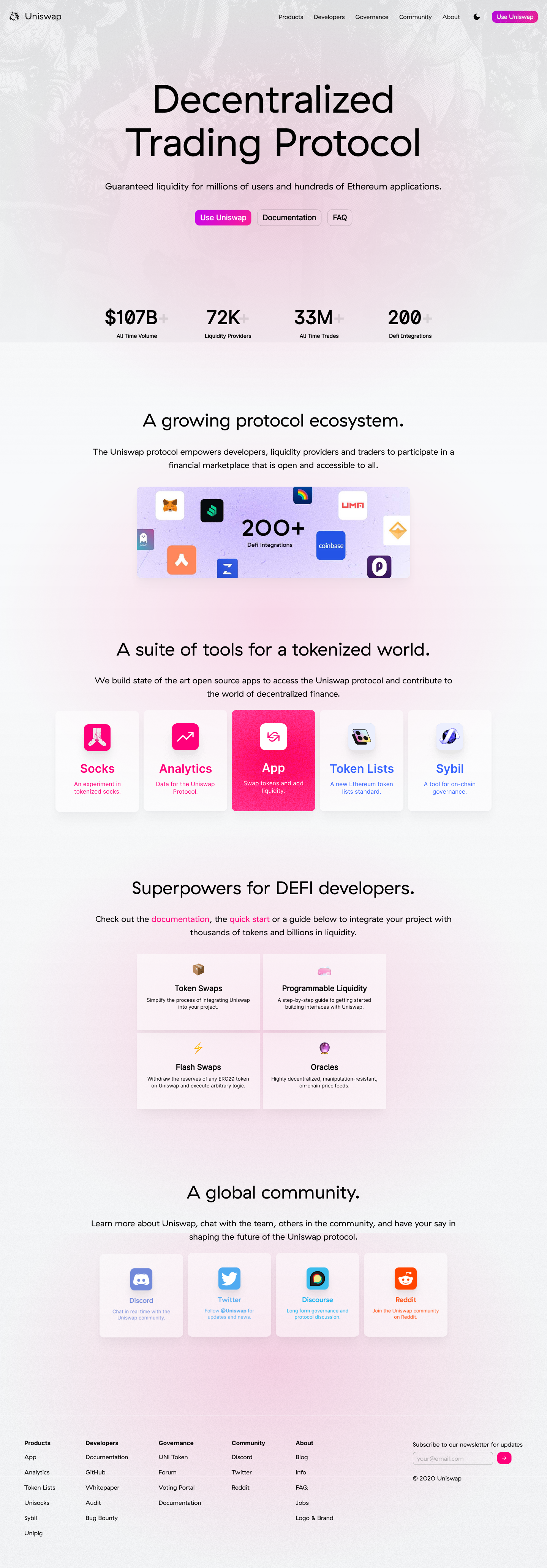 Uniswap Landing Page screenshot