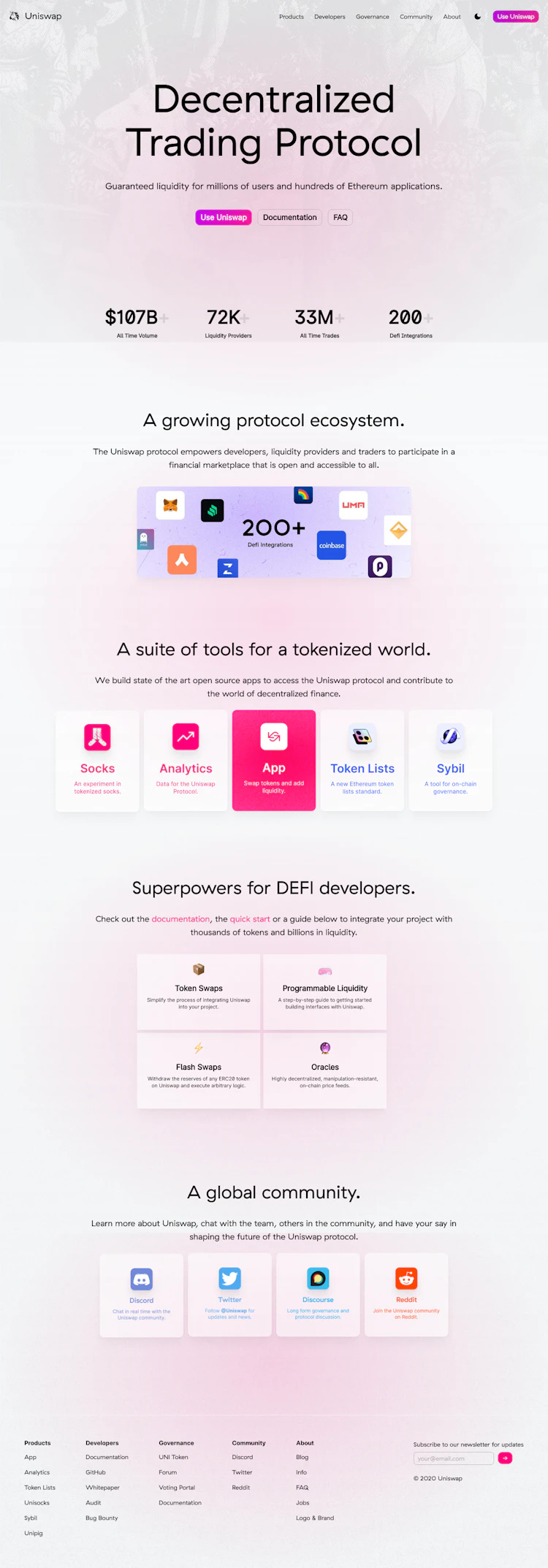 Uniswap Landing Page screenshot
