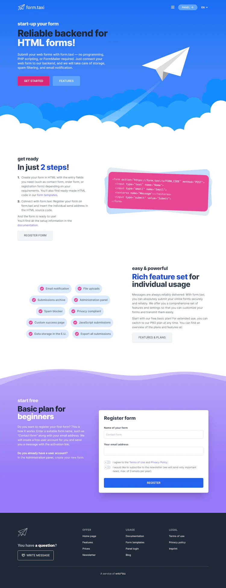 Form Landing Page screenshot