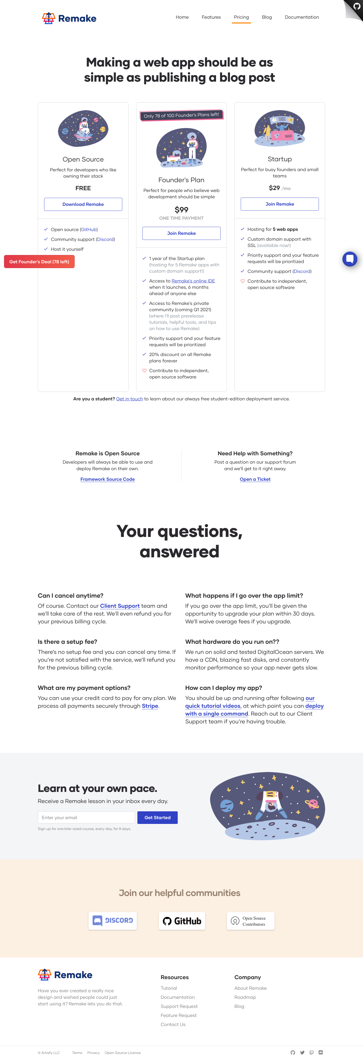 Remaketheweb Pricing screenshot