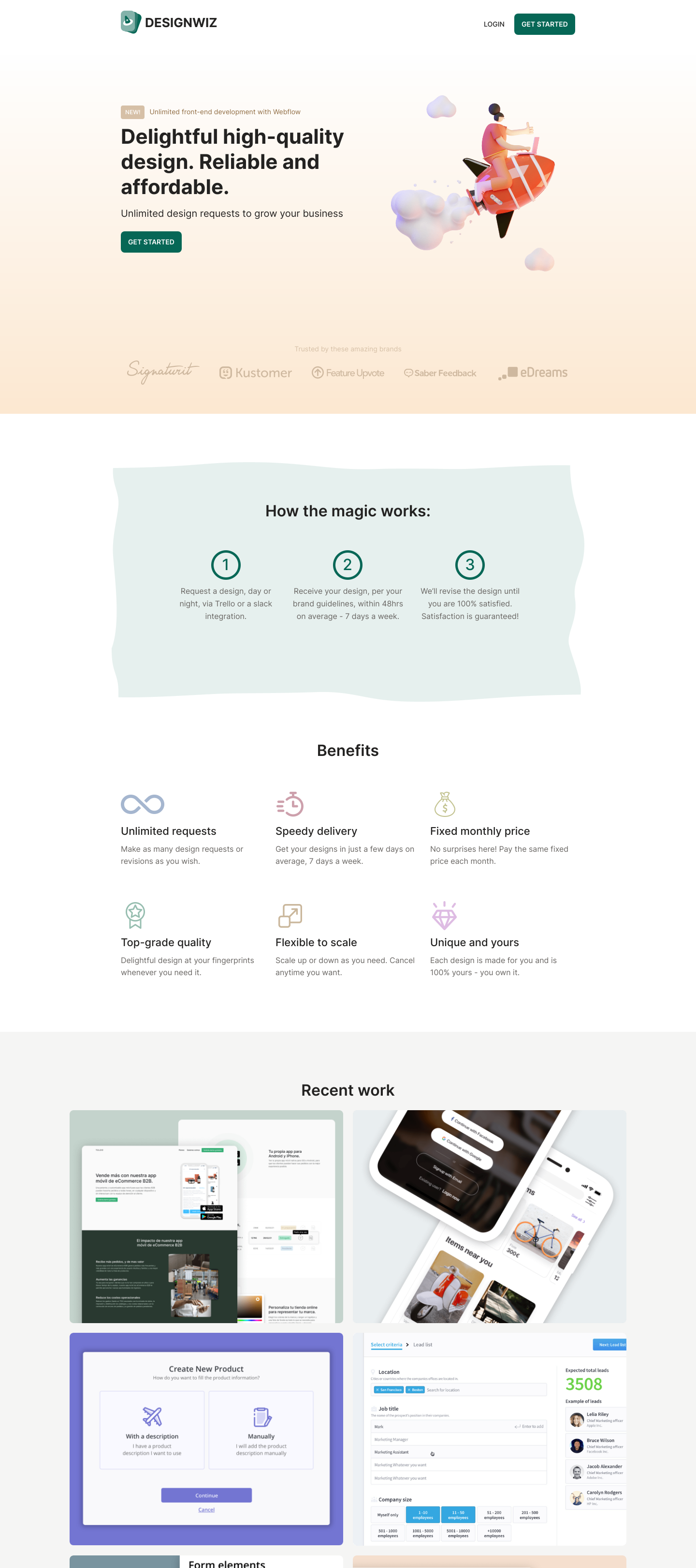 Designwiz Landing Page screenshot