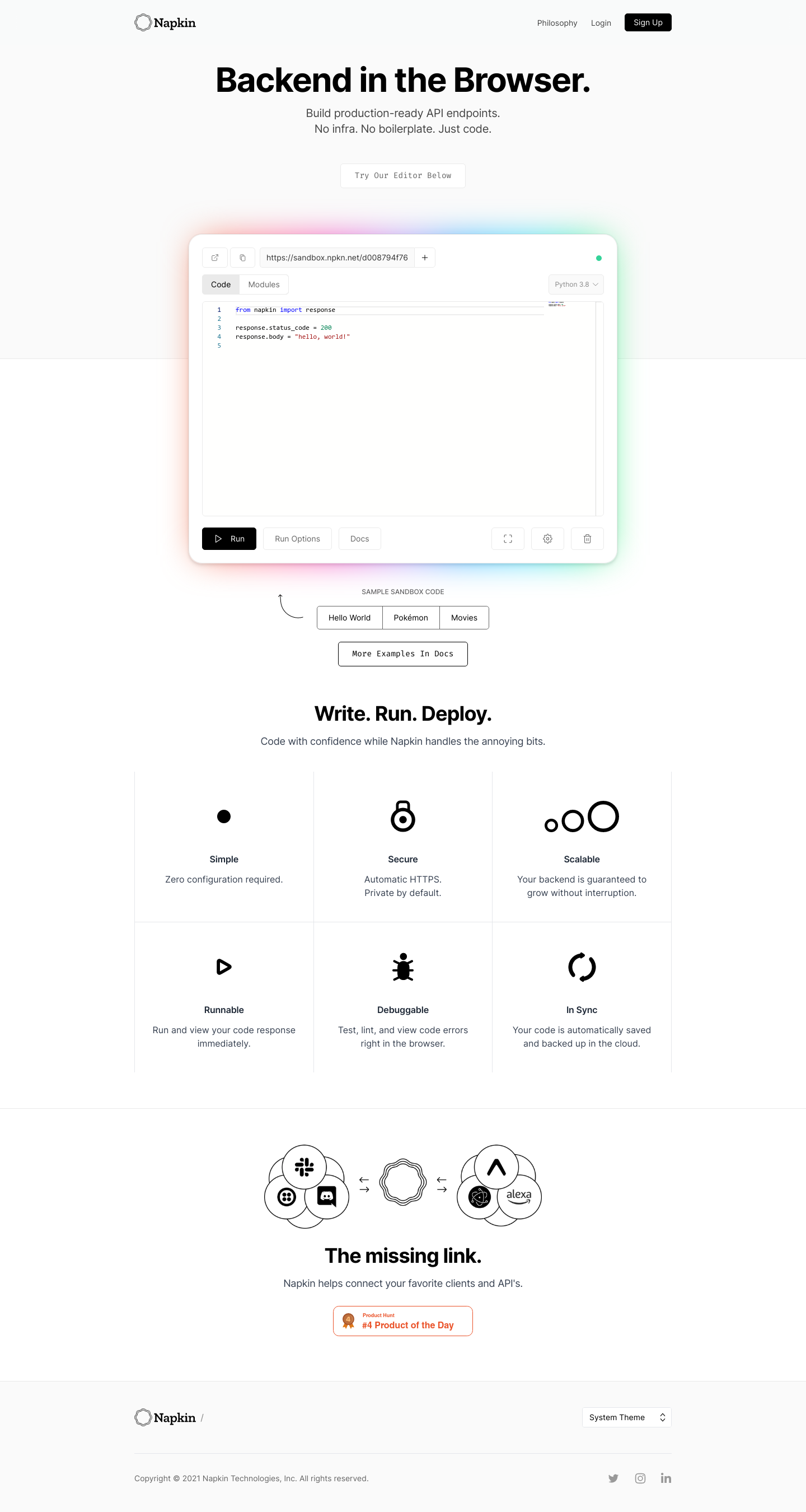 Napkin Landing Page screenshot