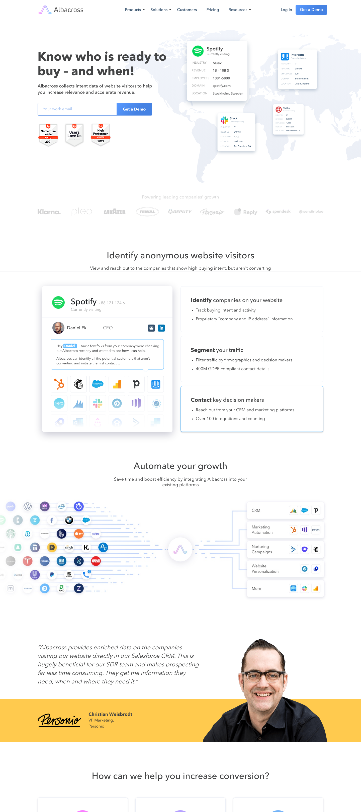 Albacross Landing Page screenshot