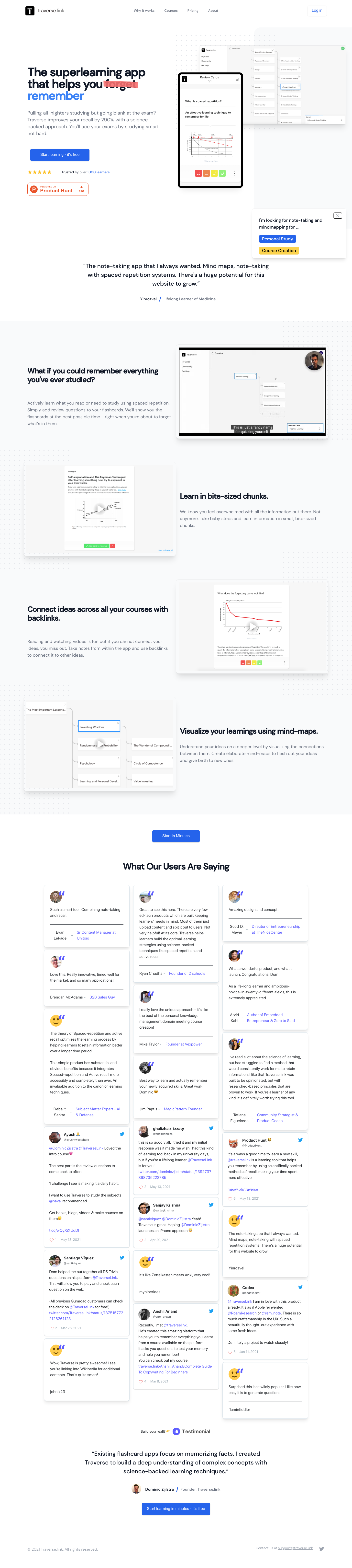 Traverse Landing Page screenshot