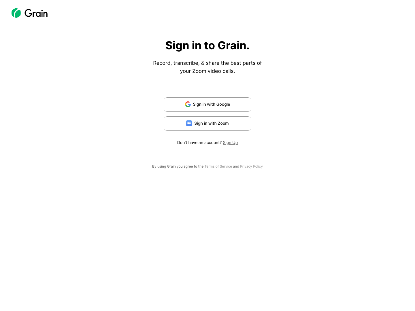 Grain Login screenshot