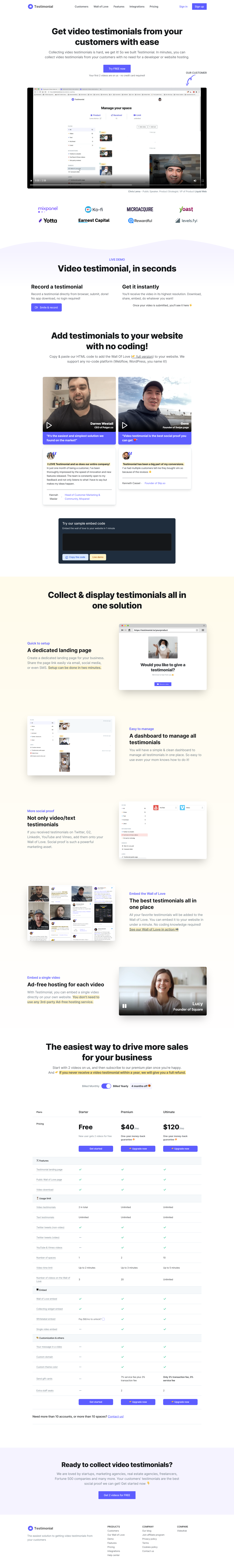 Testimonial Landing Page screenshot