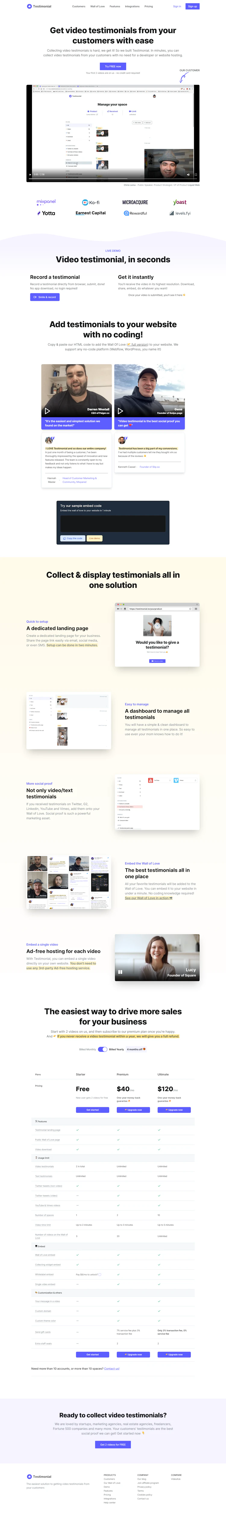 Testimonial Landing Page screenshot