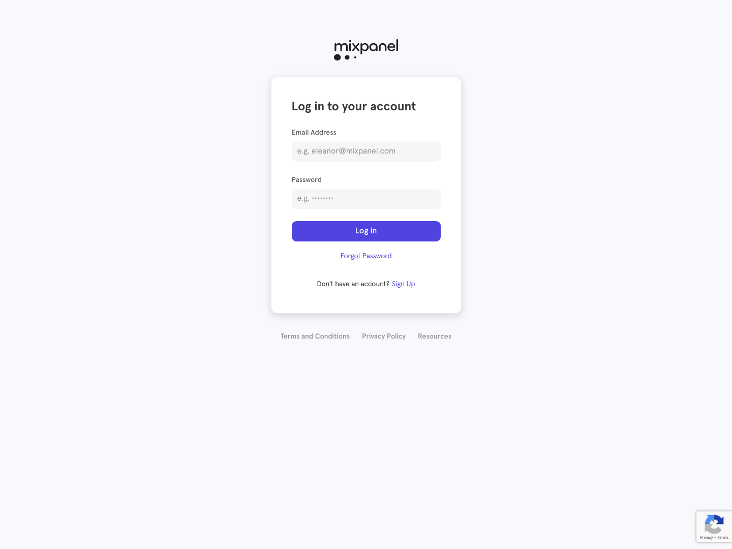 Mixpanel Login screenshot