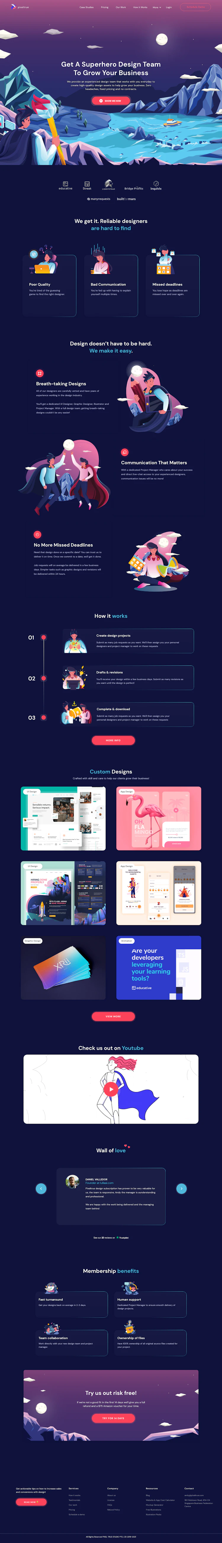 Pixeltrue Landing Page screenshot