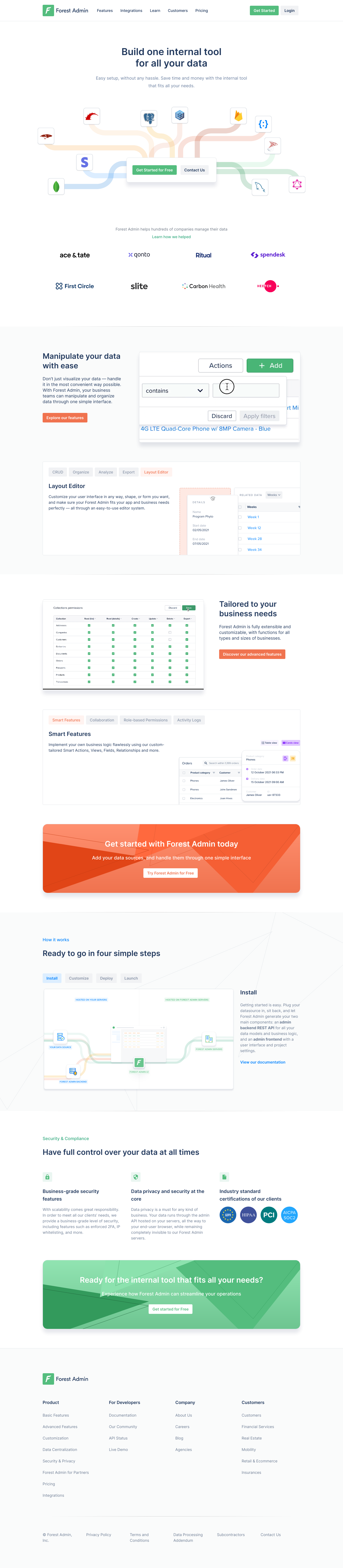 Forestadmin Landing Page screenshot