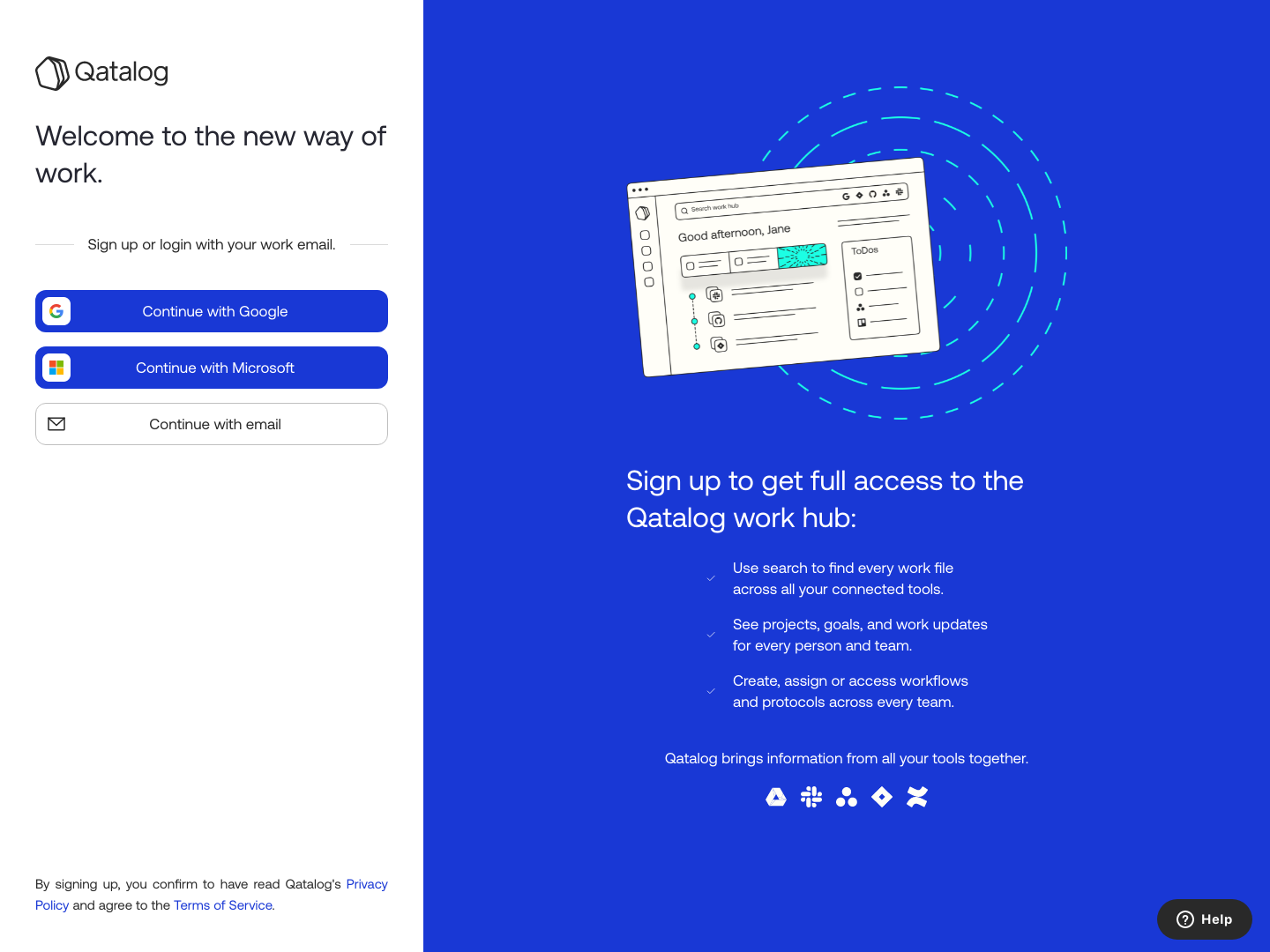 Qatalog Login screenshot