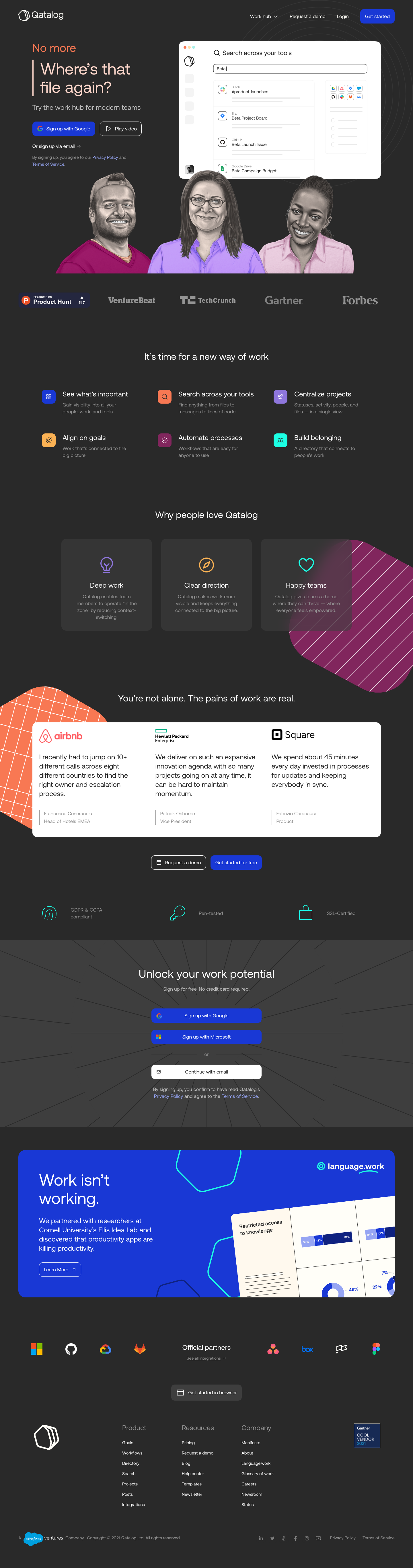 Qatalog Landing Page screenshot
