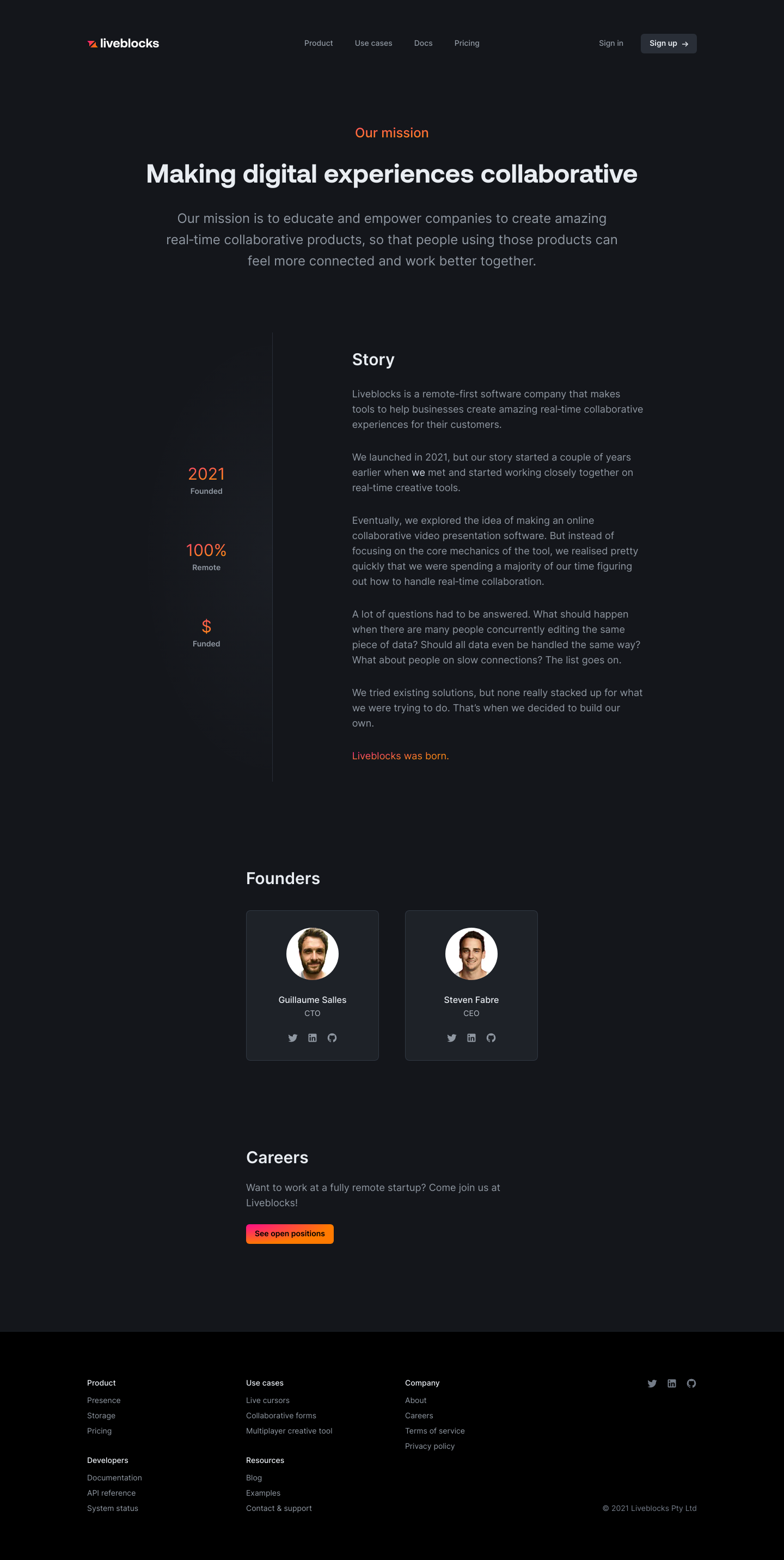 Liveblocks About screenshot