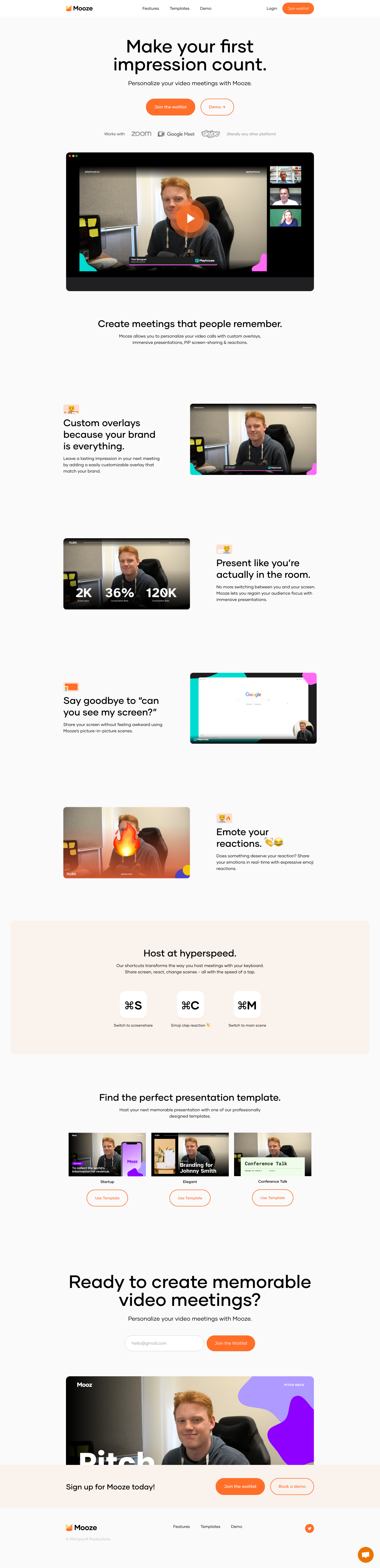 Usemooze Landing Page screenshot