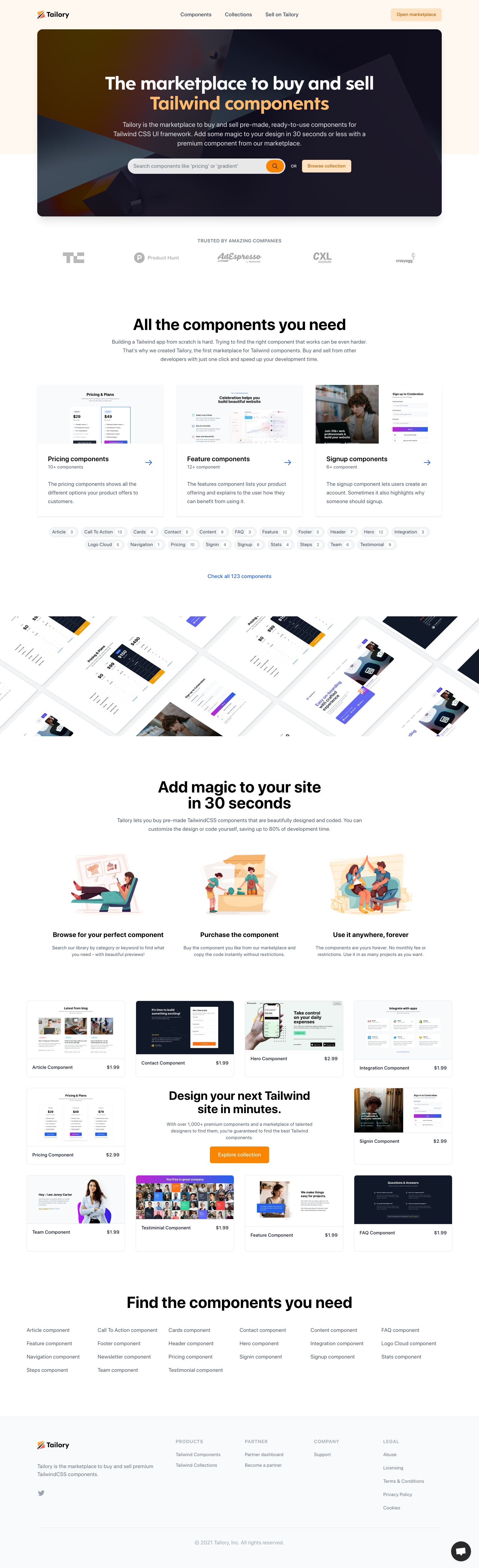 Tailory Landing Page screenshot
