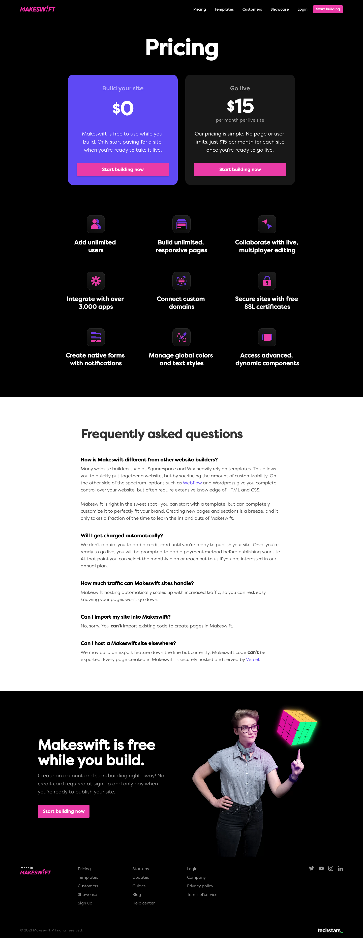 Makeswift Pricing screenshot