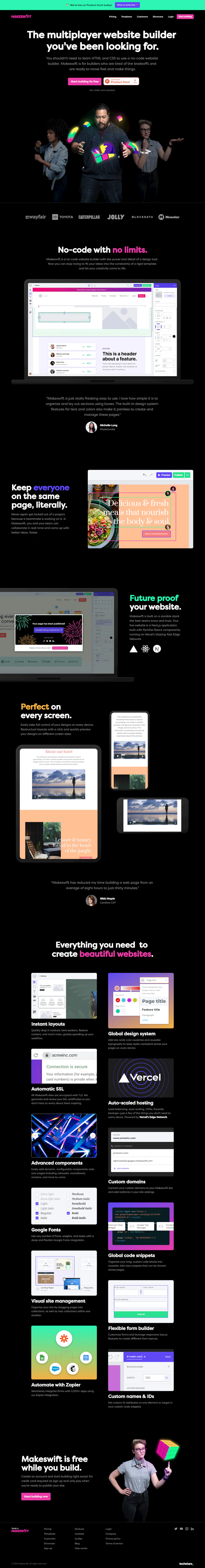 Makeswift Landing Page screenshot