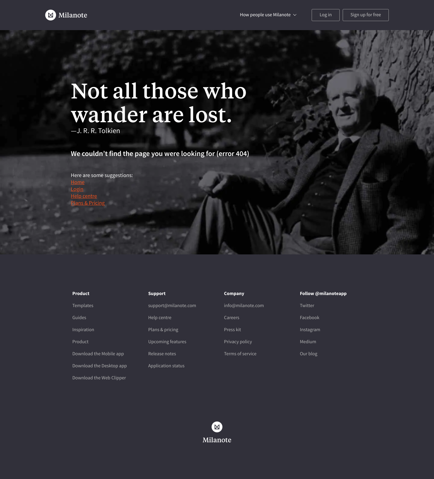 Milanote Notfound screenshot