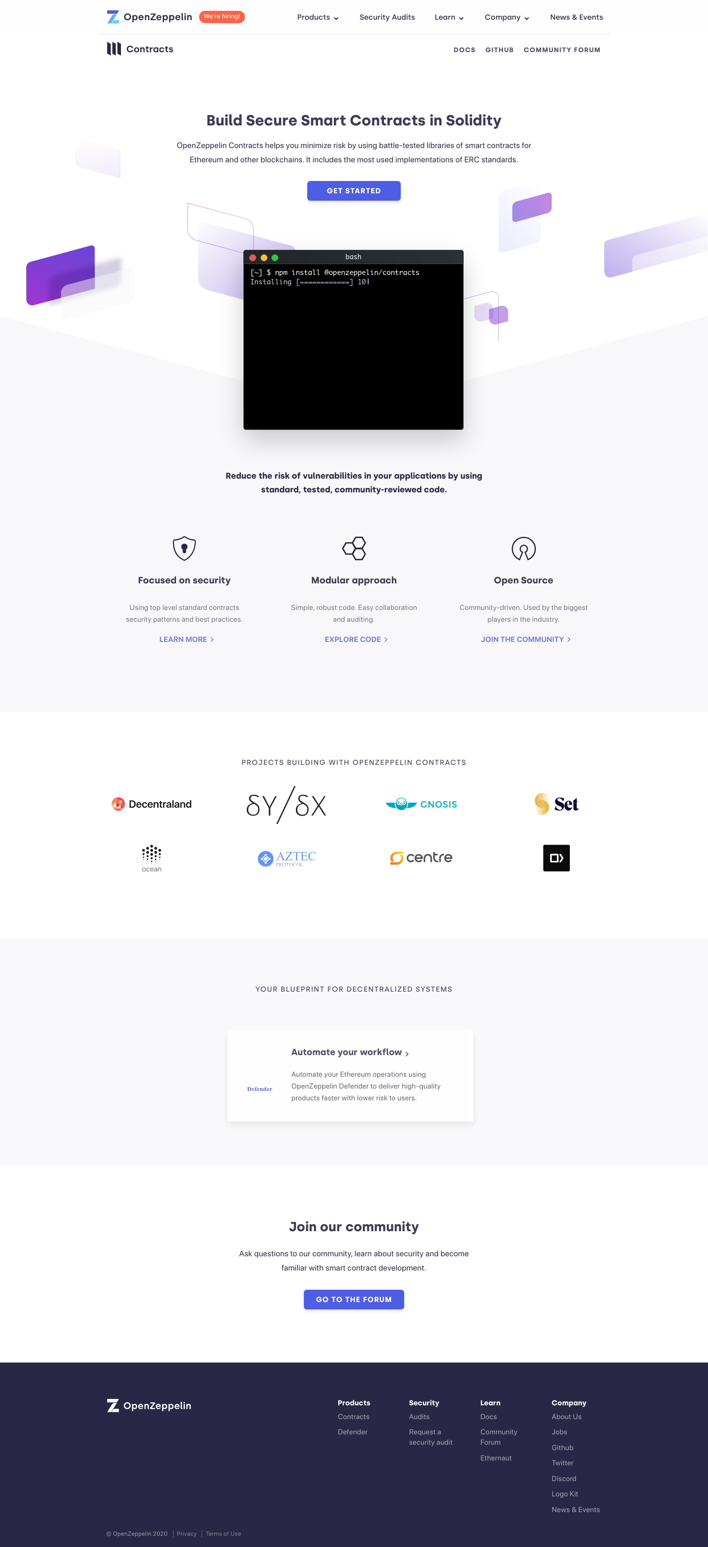 Openzeppelin Landing Page screenshot