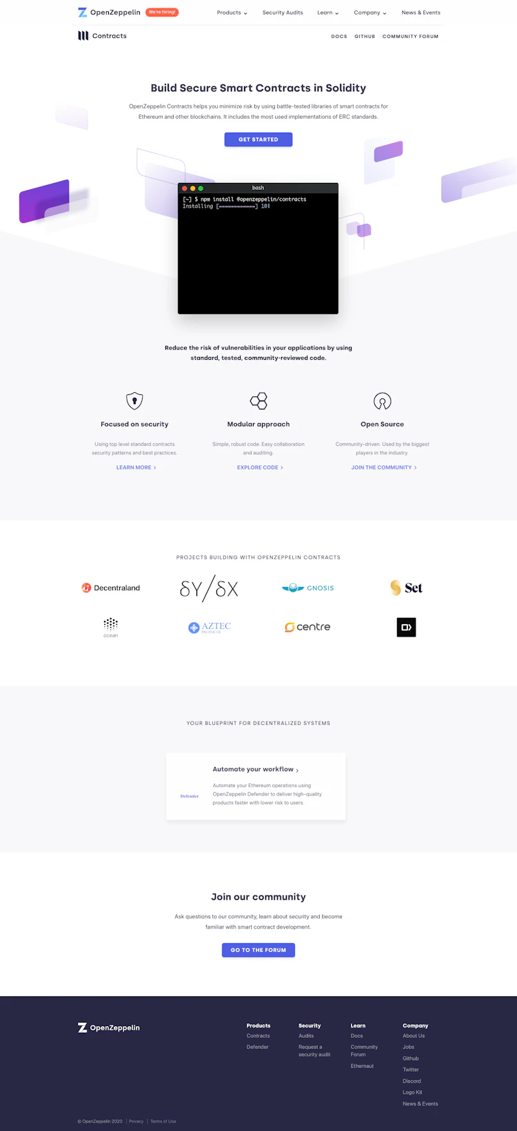 Openzeppelin Landing Page screenshot