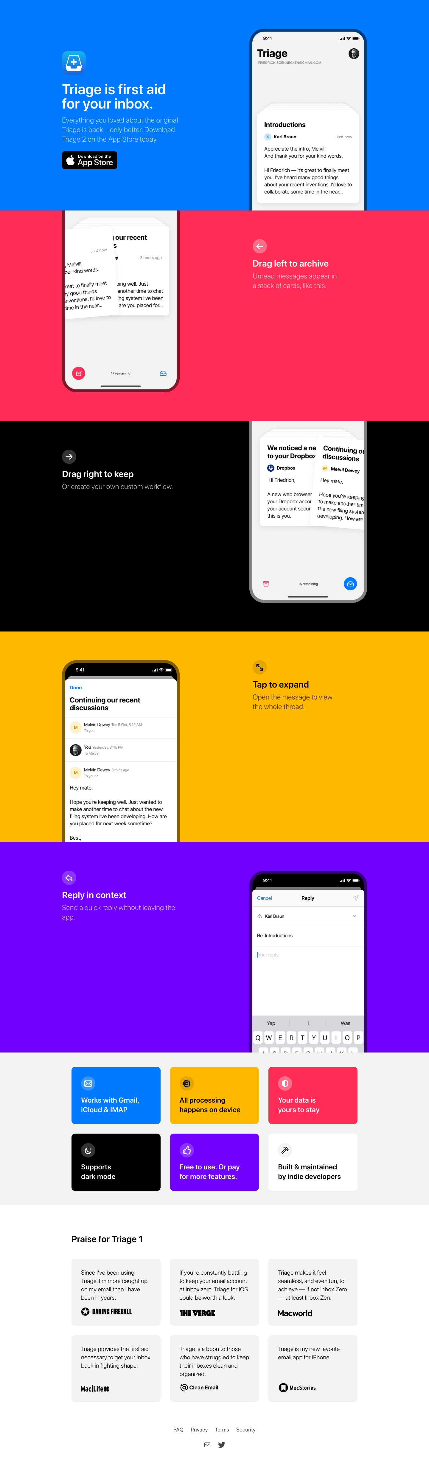 Triage Landing Page screenshot