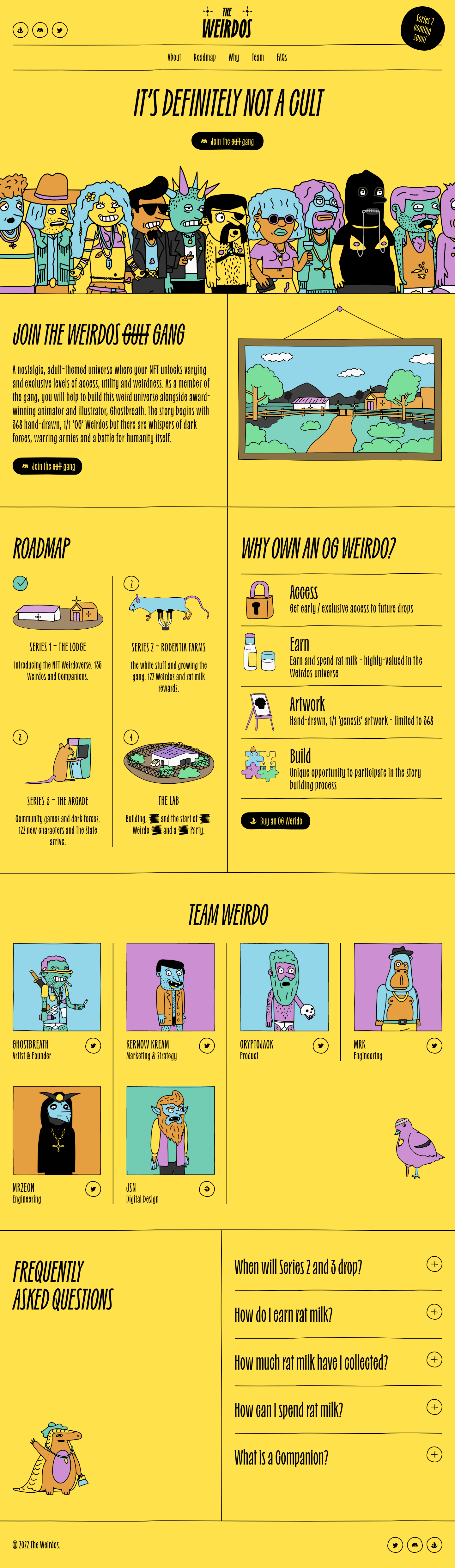 Weirdos Landing Page screenshot